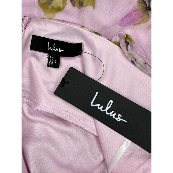 Lulus Women’s Large Maxi Dress Romantic Light Pink Floral Print Halter Neck NEW - Picture 10 of 11